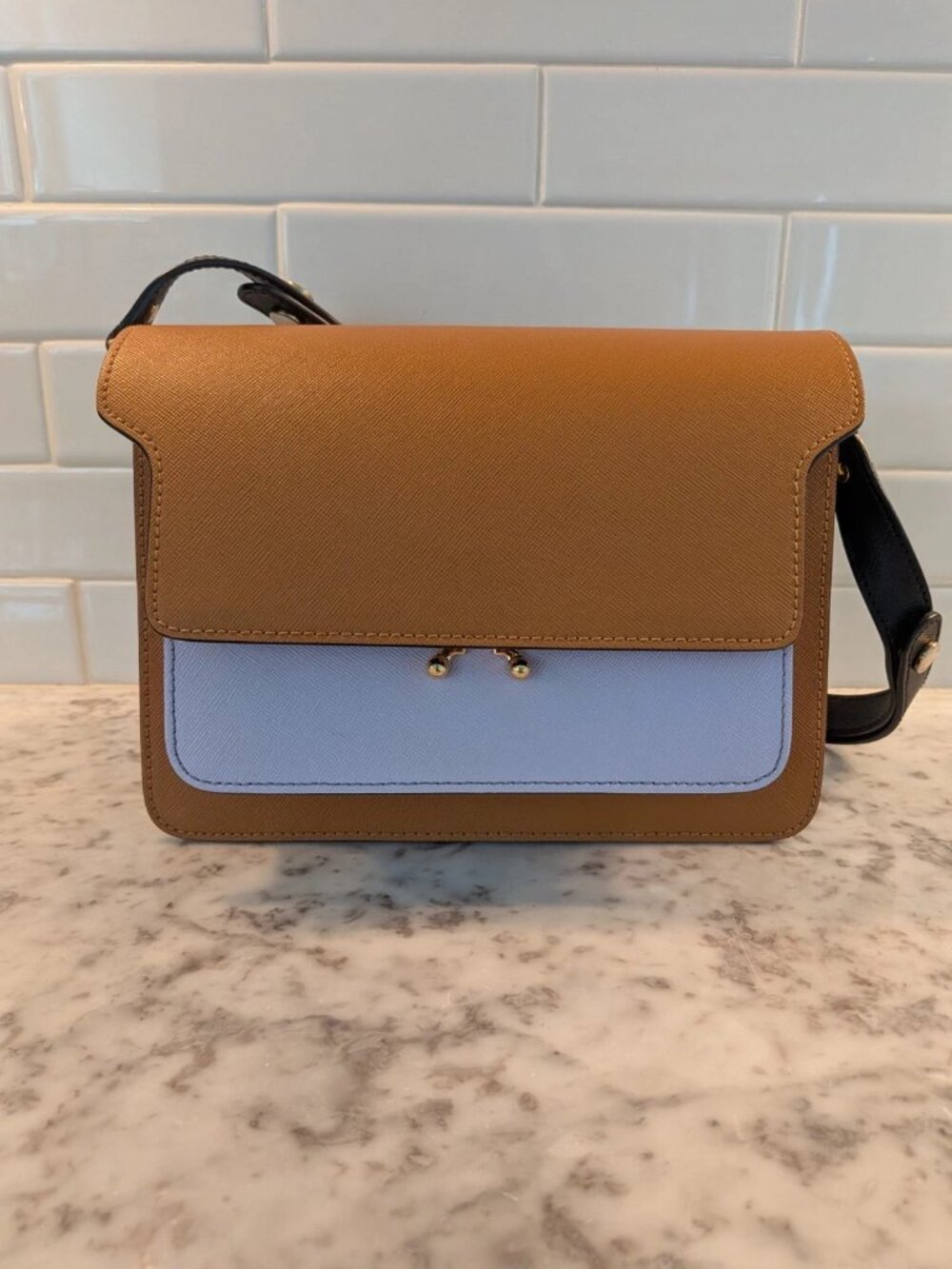 Marni Trunk Bag saffiano color block leather
